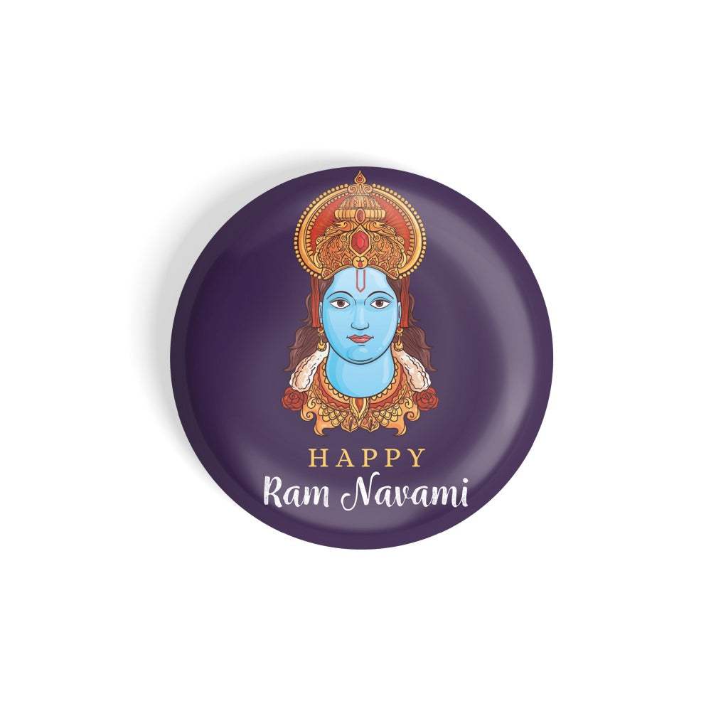 dhcrafts Round Fridge Magnet Purple Ram Navami D2 Glossy Finish Design Pack of 1 (75 mm)